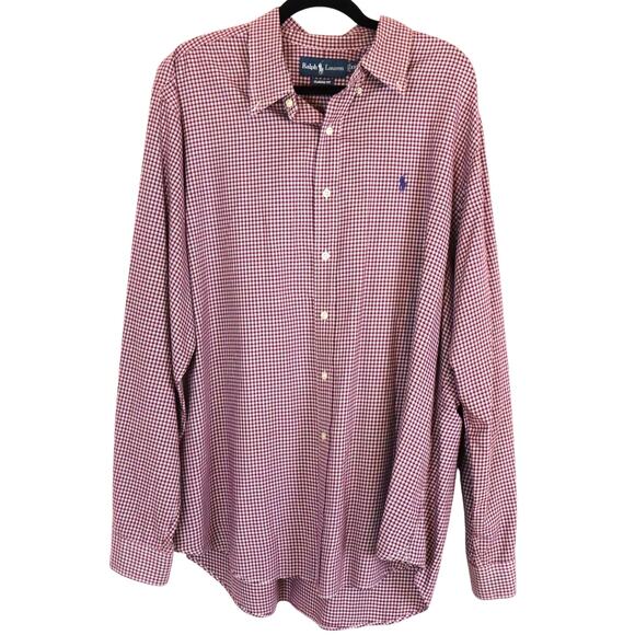 Polo Ralph Lauren Red Classic Fit XXL Mens Big & Tall Plaid Check Button Down - Picture 1 of 10